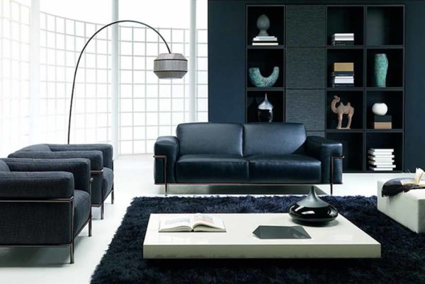 черная мебель в интерьере гостиной