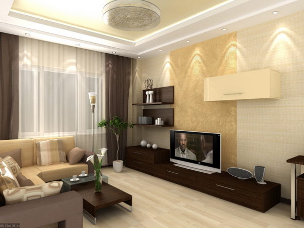 современный дизайн гостиной комнаты