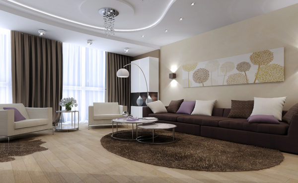 современный дизайн гостиной комнаты