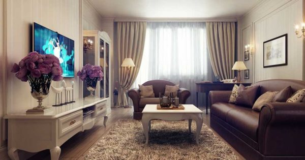 роскошный классический интерьер с диваном