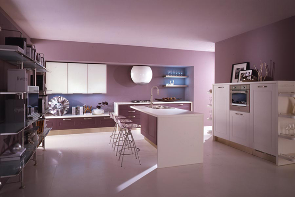 сиреневый и фиолетовый в кухне